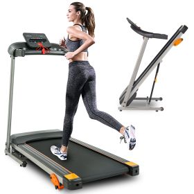 Electric Treadmill with LCD for Home Foldable 2.5HP 12KM/H, Bluetooth Music Cup, Holder Heart Rate Sensor, Cardio Exercise Machine, Walking Running Ma