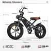 JANSNO X50P Electric Bike with a Powerful 750W Brushless Motor, Long-Lasting 48 12 8A Battery. 20 inch Fat Tires, 7-Speed