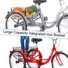 Adult Tricycle Trikes,3-Wheel Bikes,24 Inch Wheels 7 Speed Cruiser Bicycles with Large Shopping Basket for Women and Men