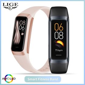 LIGE 2023 New Smart Watch Suitable For Android/IOS Smart Watch Heart Rate Blood Oxygen Blood Pressure Detection IP67 Waterproof Multifunctional Sports (Color: Pink)