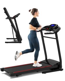 FYC Folding Treadmill for Home with Incline, 3.5HP 330lb Weight Capacity Foldable Electric Walking Treadmill, 12 Preset Programs Exercise Running Mach (Color: Black)