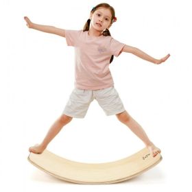 Kids Fitness Toy 12 Inch C Shape Wooden Wobble Balance Board (Weight capacity: 485 lbs, Color: Natural)